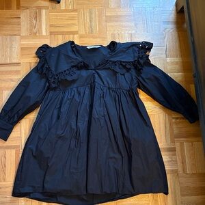 Zara Black Midi Dress with Lace Detail